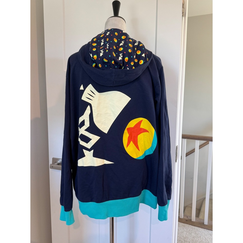 Disney Parks Pixar Luxo Jr Lamp Ball Zip Hoodie Navy Teal 2X